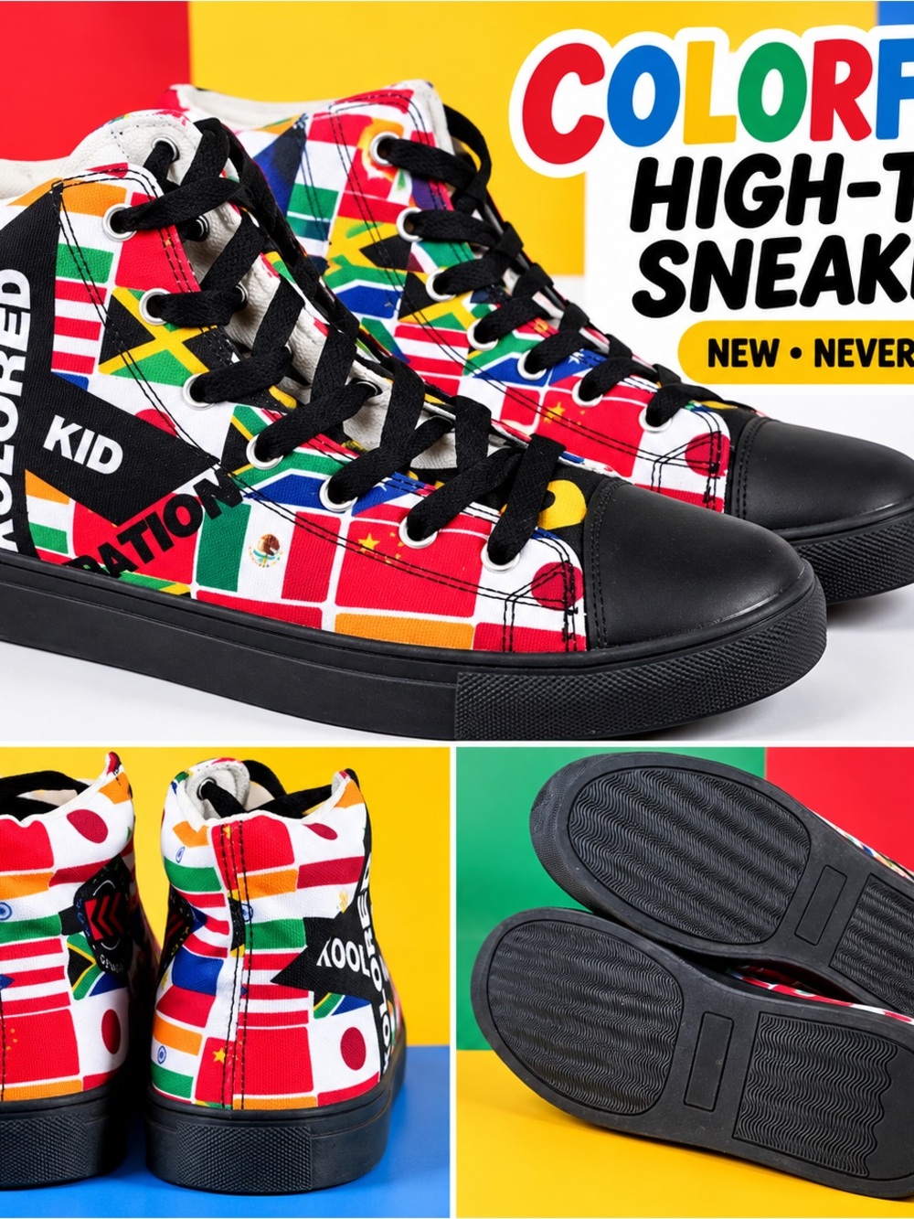 Kool  Kolored Kid Generation Global Kid Gen 1 Flag Print High-Top Sneakers — N